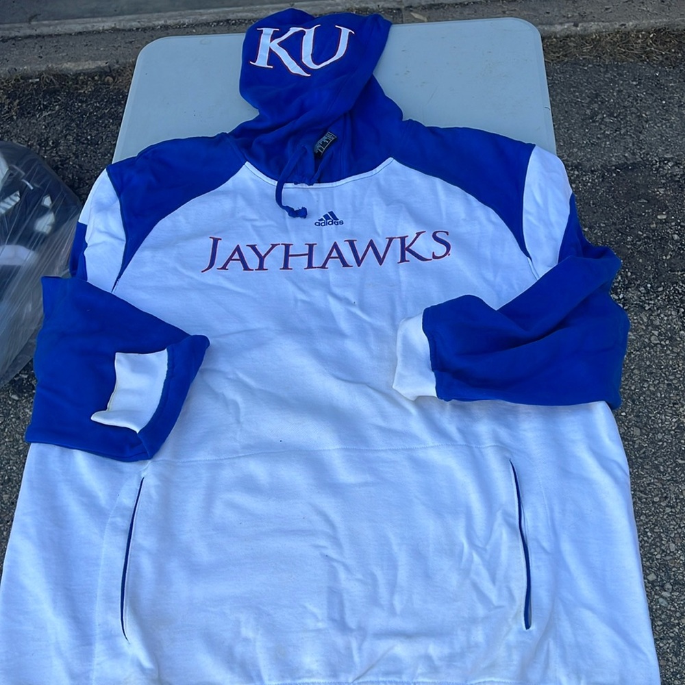 Adidas Kansas Jayhawks Helmet Logo Team Fleece Sweatshirt hoodie football jersey